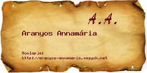 Aranyos Annamária névjegykártya